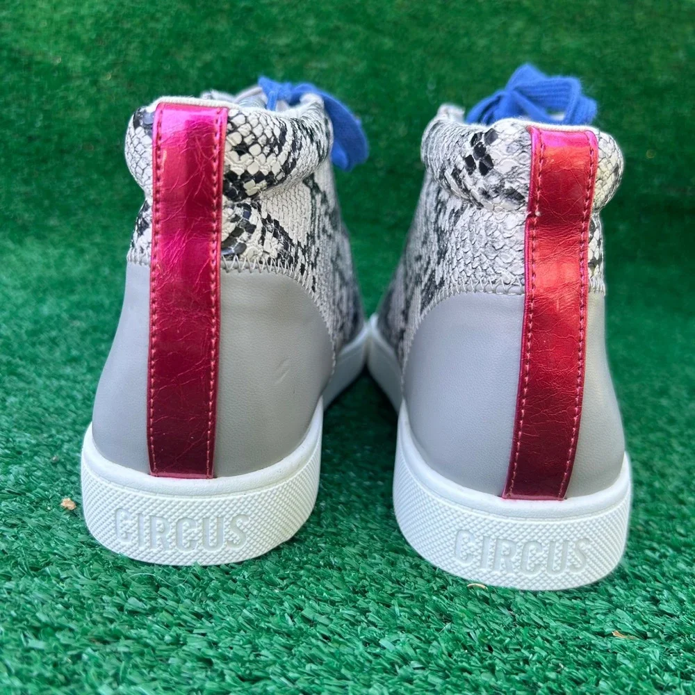 Circus by Sam Edelman Deszi Snakeskin High Top Sneakers Grey Blue Silver Size 9M